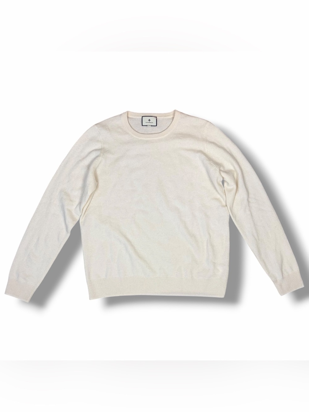 Tuckernuck 100% Cashmere Beige Crew Neck Long Sleeve Pullover Sweater Sz L